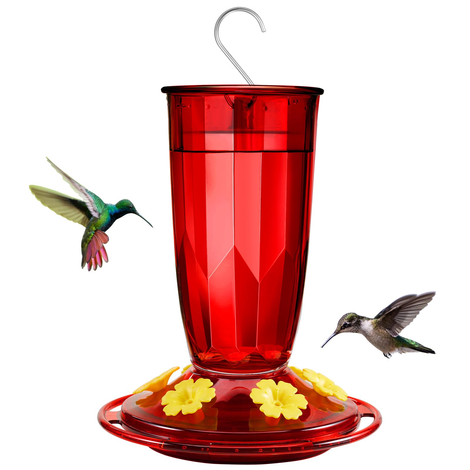 Kingsyard Hummingbird Feeder outdoors hanging with six ports attracts hummingbirds to your garden.