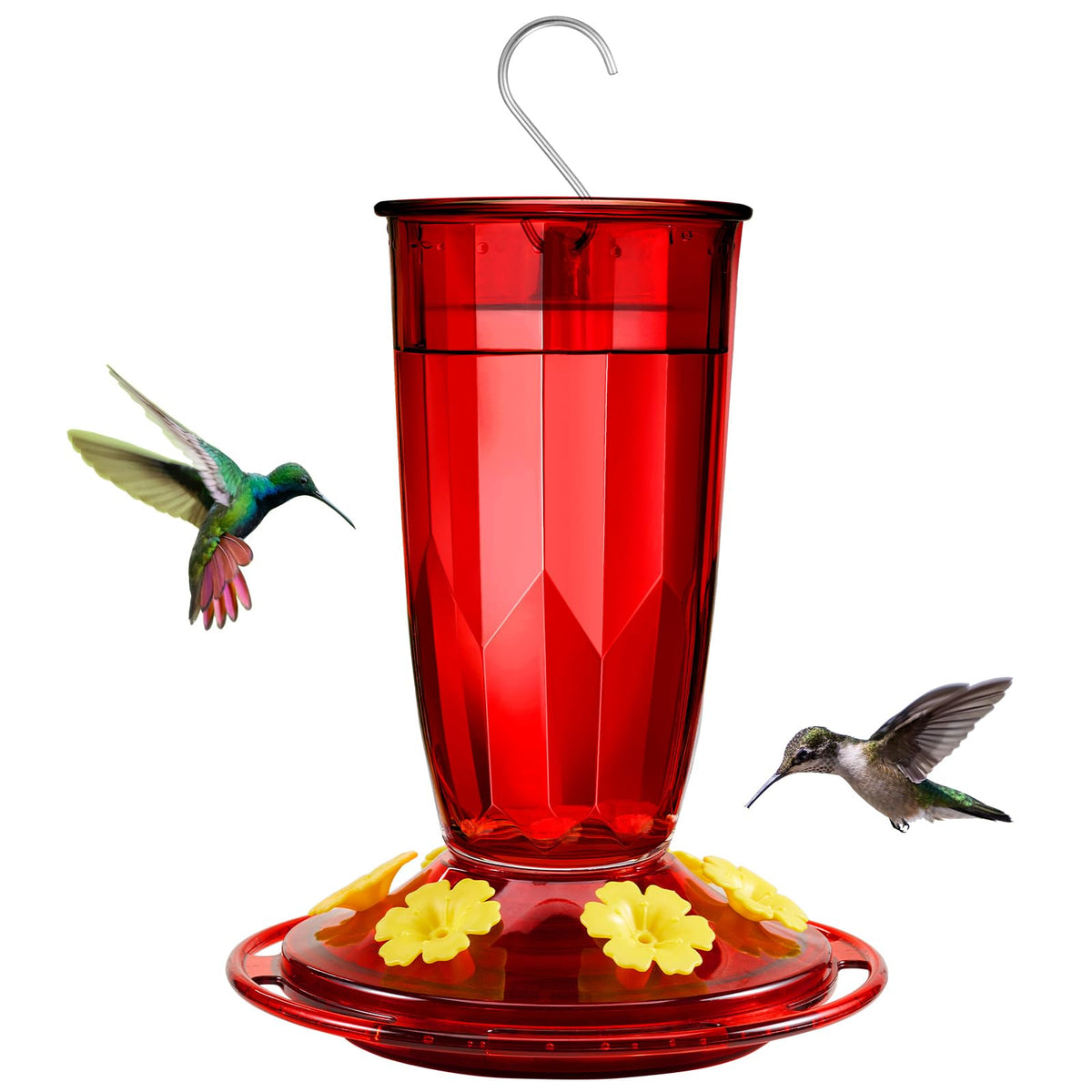 Kingsyard Hummingbird Feeder outdoors hanging with six ports attracts hummingbirds to your garden.