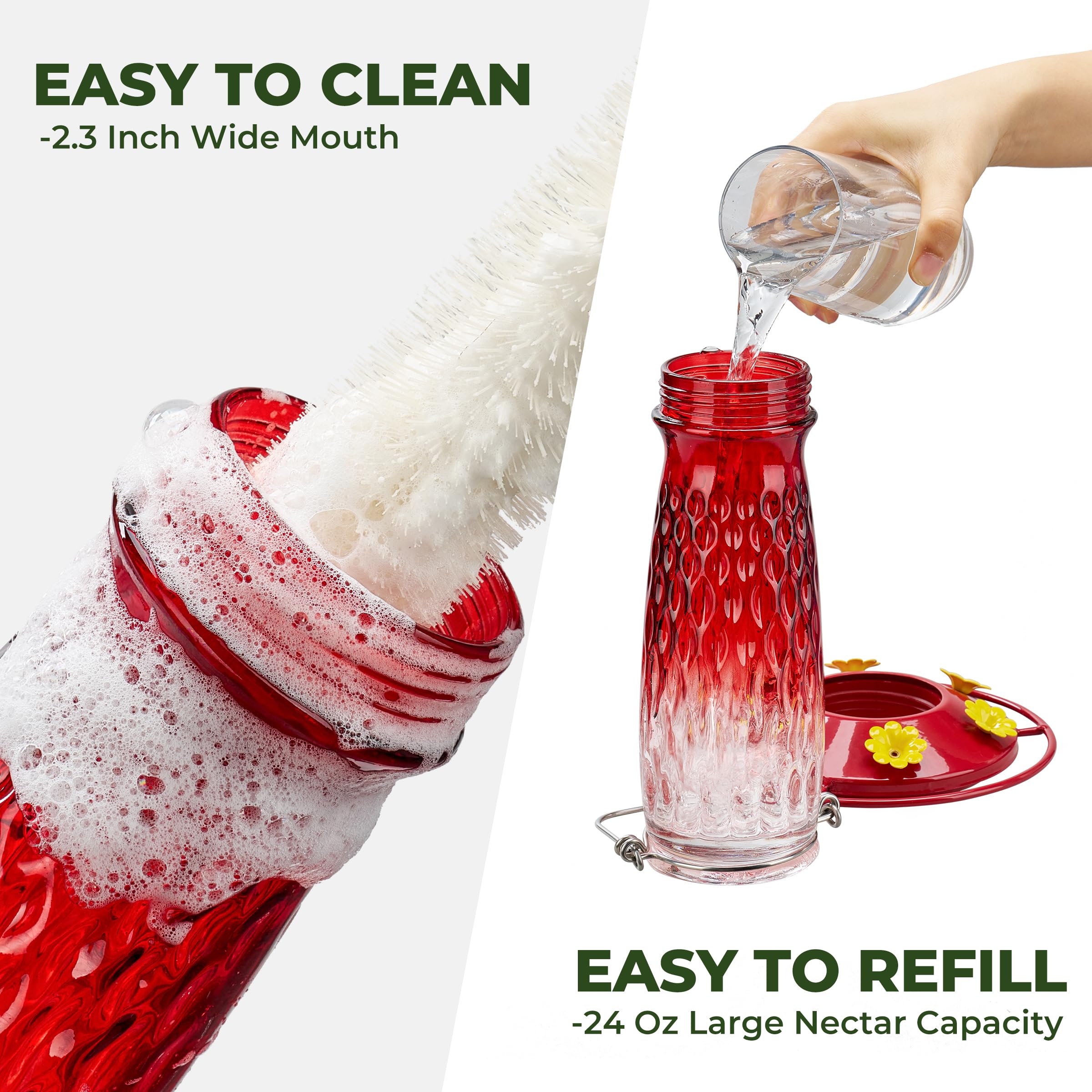 Kingsyard hummingbird feeder removable top and base for cleaning