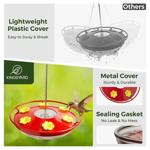 Wide-mouth, cleaning-friendly base of Kingsyard hummingbird feeder