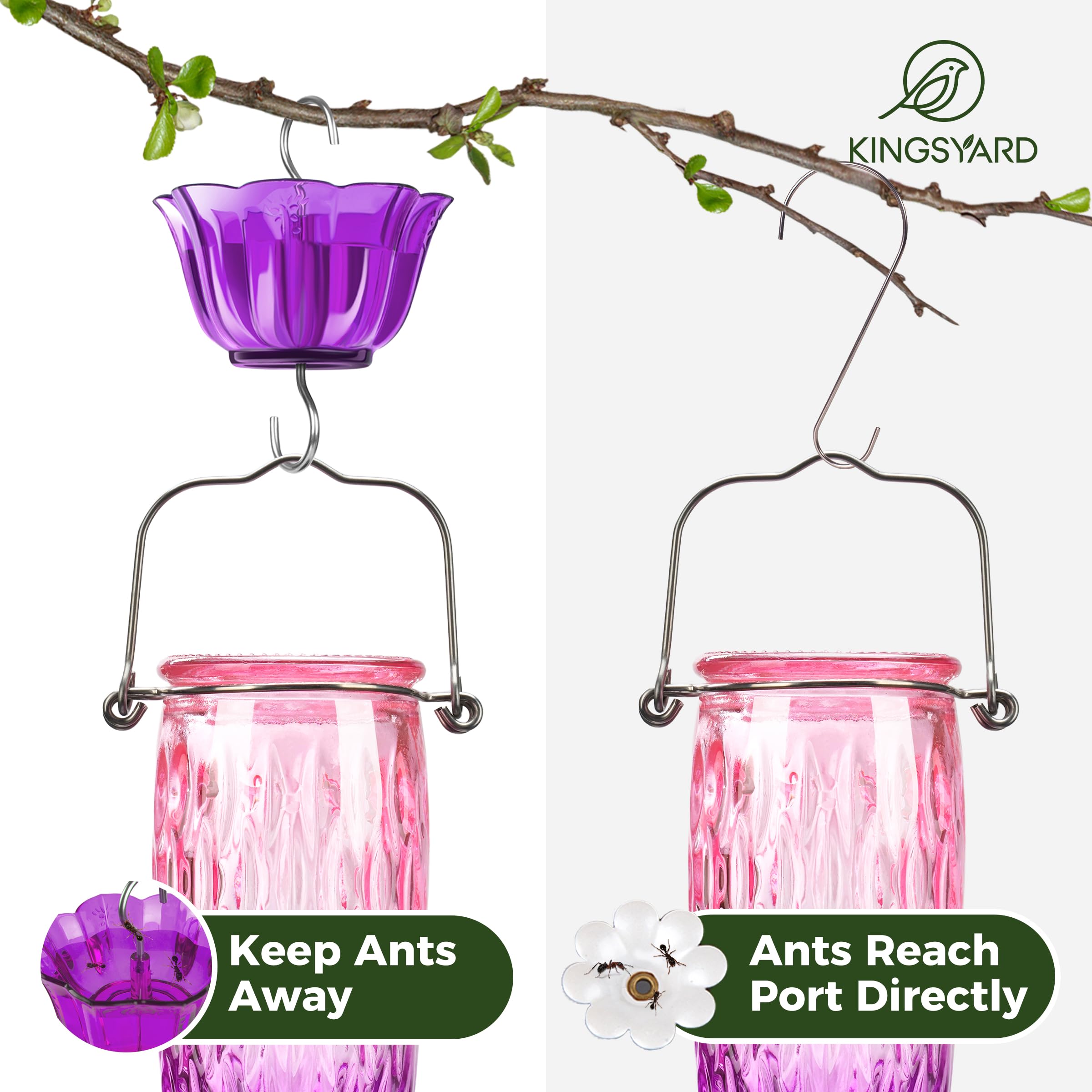 Wide-mouth refill with clear glass makes nectar checks effortless.