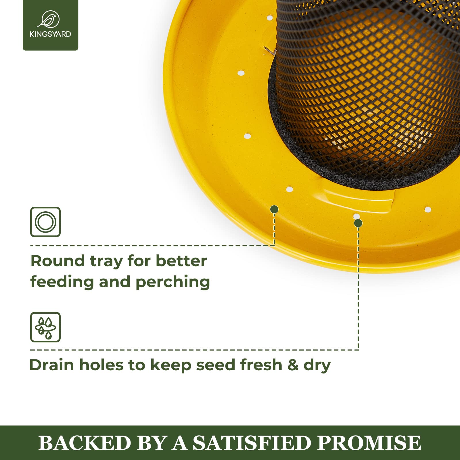 Kingsyard large-capacity feeder holds 2.5 lbs of seed for busy backyards.