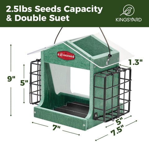 Kingsyard large 2.5 lb capacity supports steady feeding for different birds.