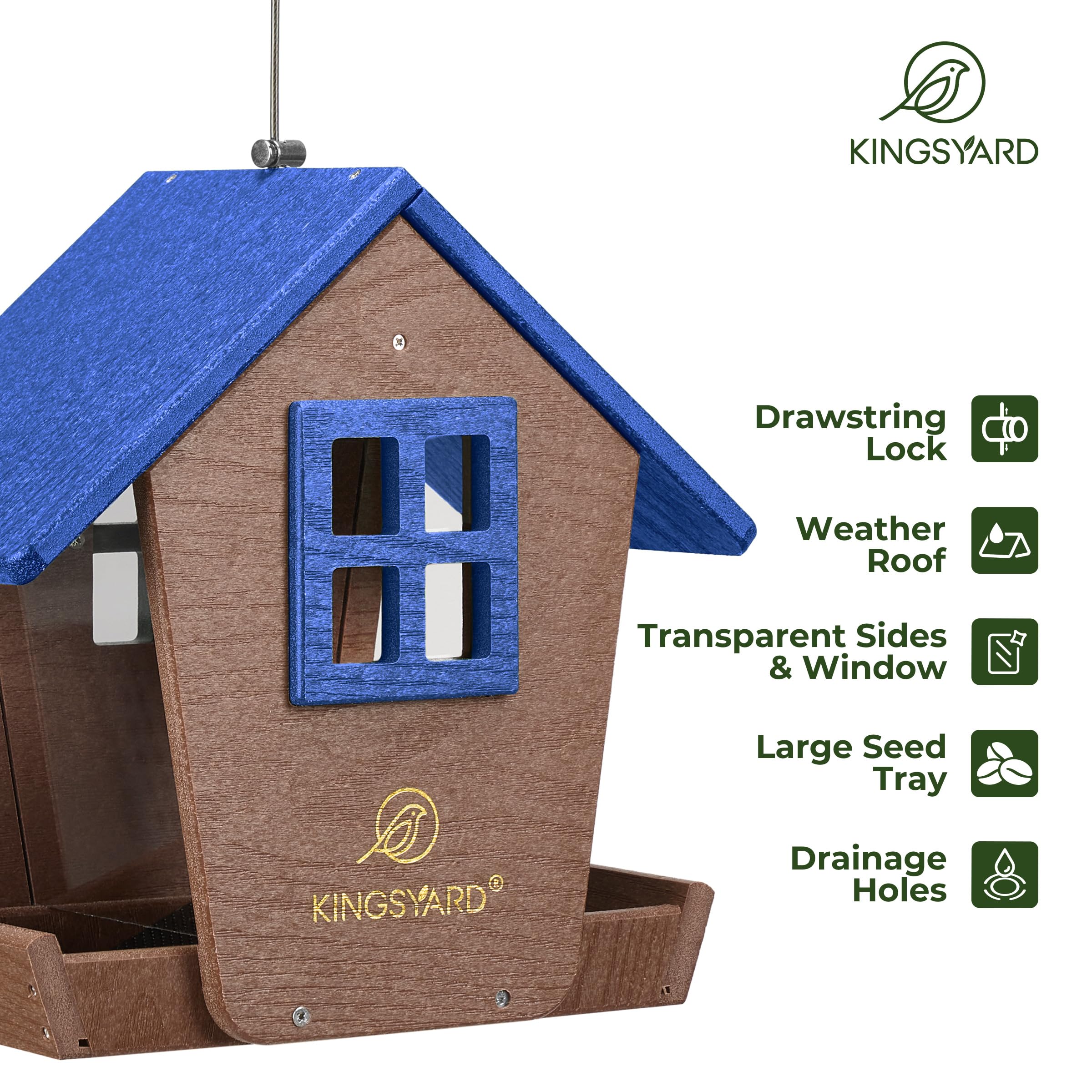 Kingsyard large-capacity 4lbs feeder supports longer feeding sessions.