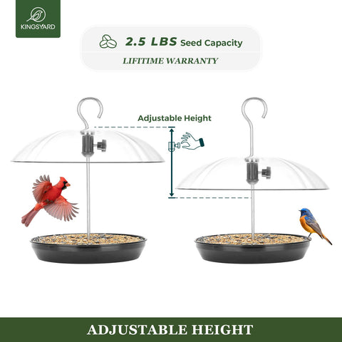 Kingsyard large-capacity seed tray reduces refills for busy backyard birding.