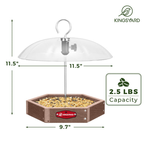 Kingsyard platform feeder with metal mesh tray and easy seed access