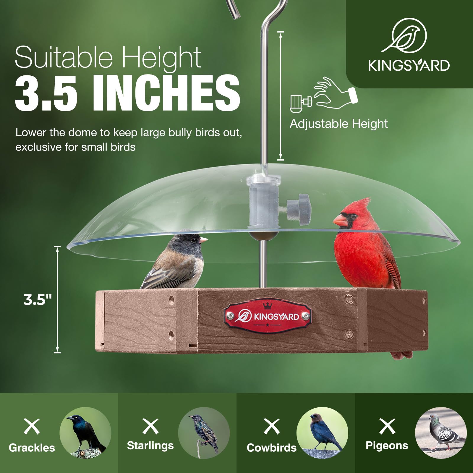Kingsyard feeder uses recycled plastic and rust-free metal for all-weather durability