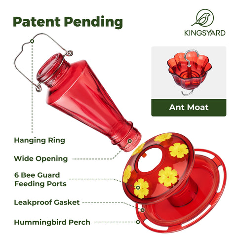 Kingsyard leak-proof base keeps nectar contained during windy outdoor feeding.