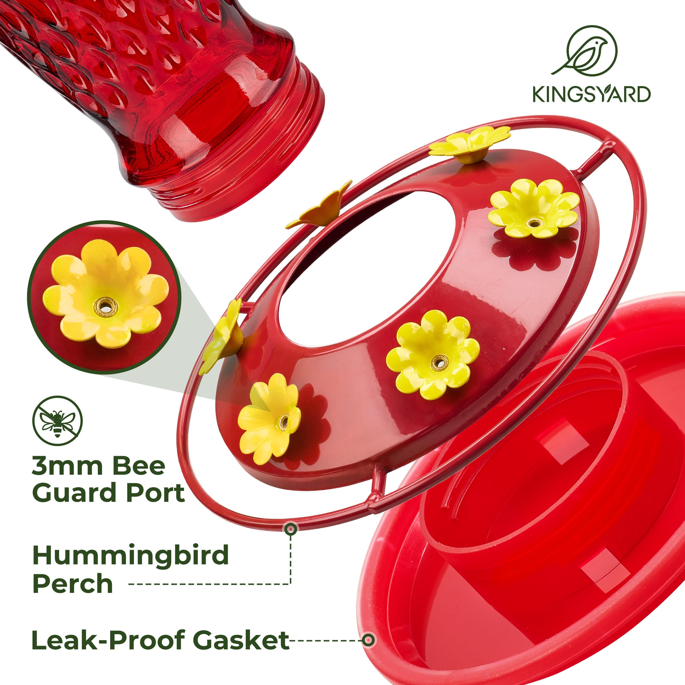 Kingsyard leak-proof base seals nectar even in wind