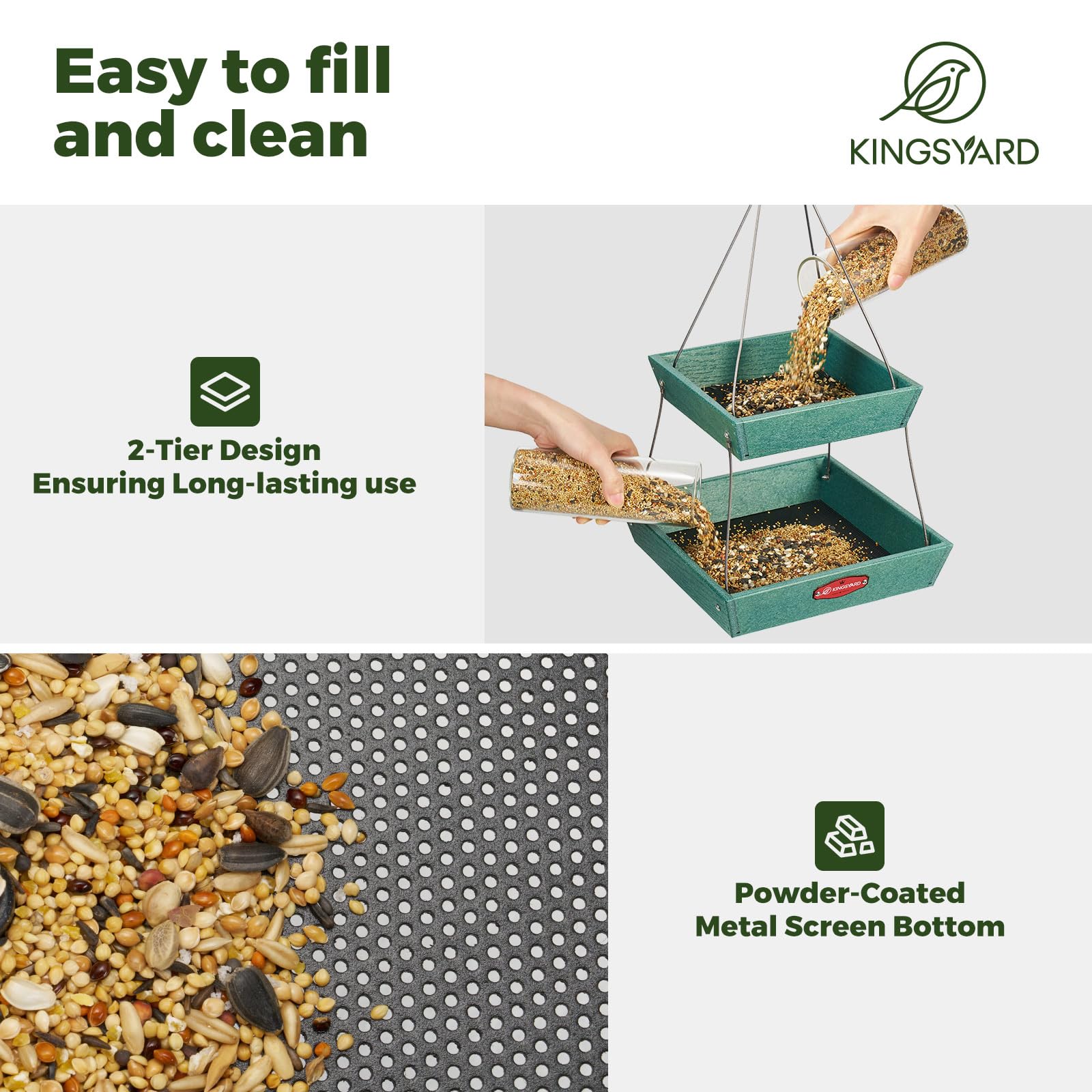Kingsyard mealworm tray supports varied bird diets and longer visits.