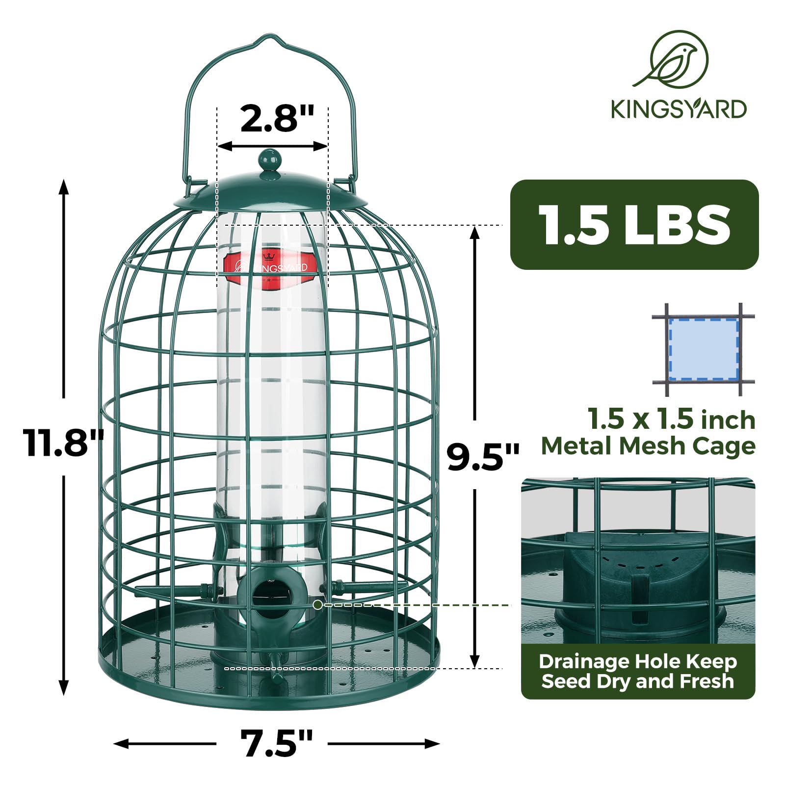 Kingsyard feeder with four feeding ports for multiple birds.