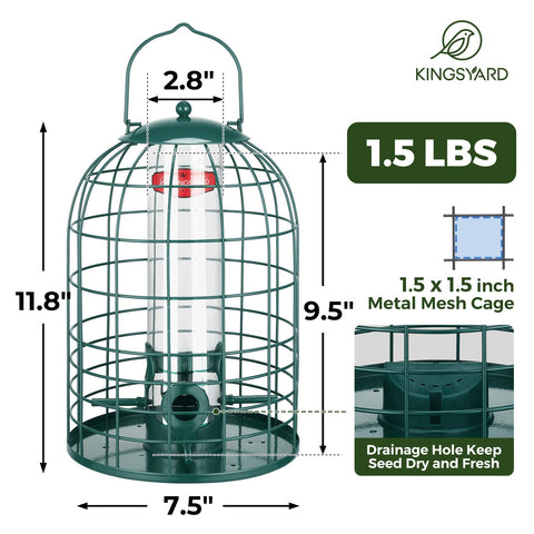 Kingsyard feeder with four feeding ports for multiple birds.