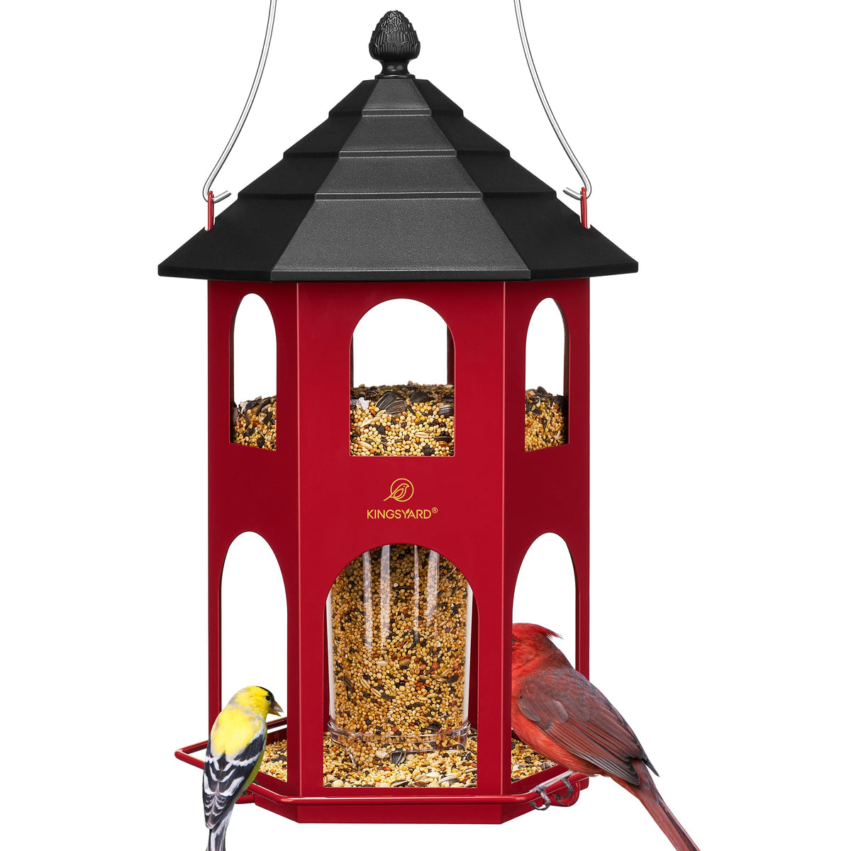 Kingsyard metal bird feeder for outdoor hanging with rugged durability.