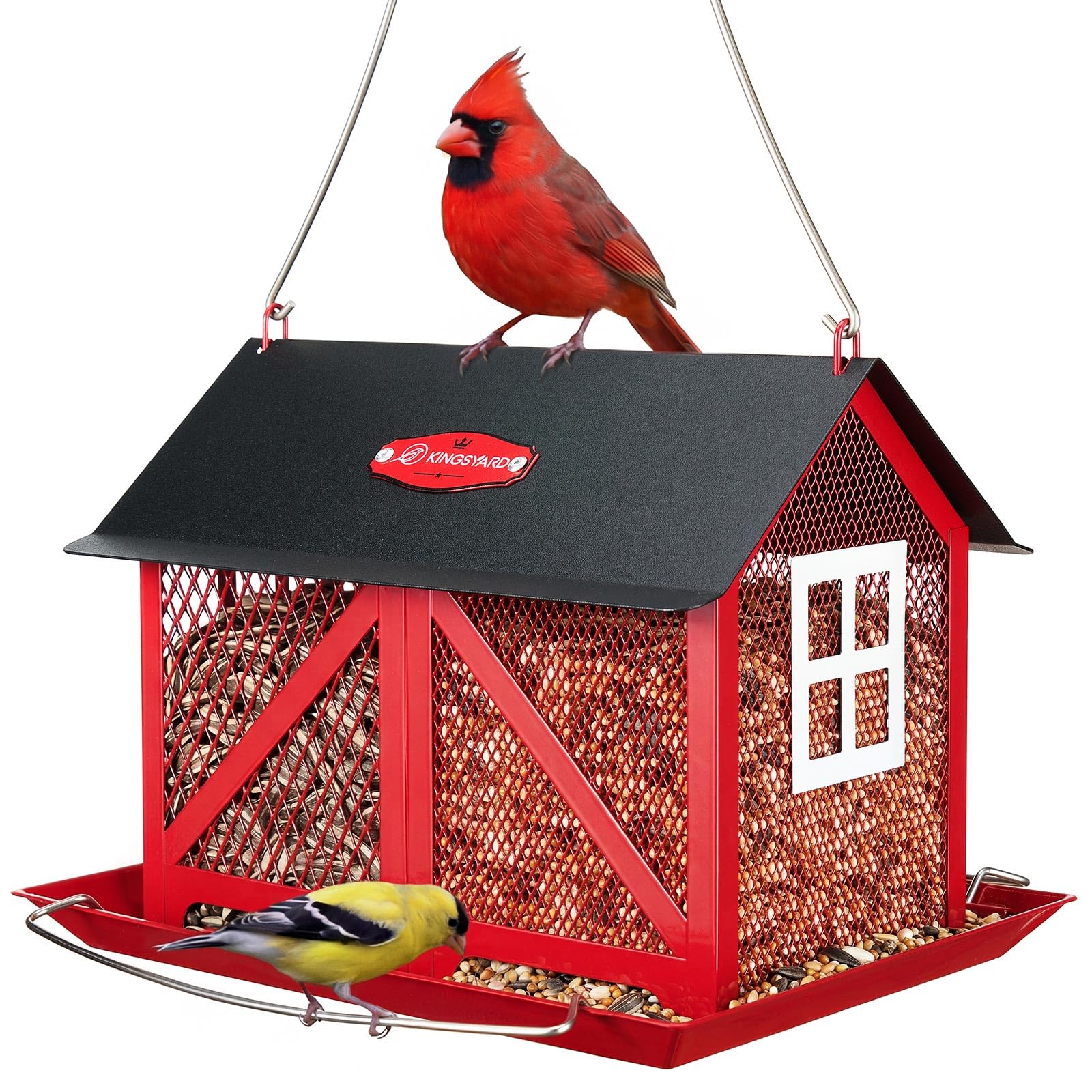 Kingsyard metal bird feeder outdoors hanging for year-round backyard visits
