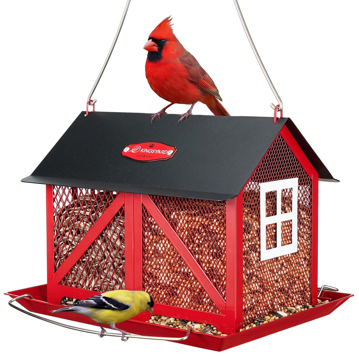 Kingsyard metal bird feeder outdoors hanging for year-round backyard visits