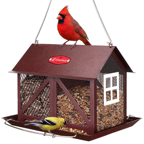 Kingsyard metal bird feeder outdoors hanging shows durable outdoor design for year-round use.