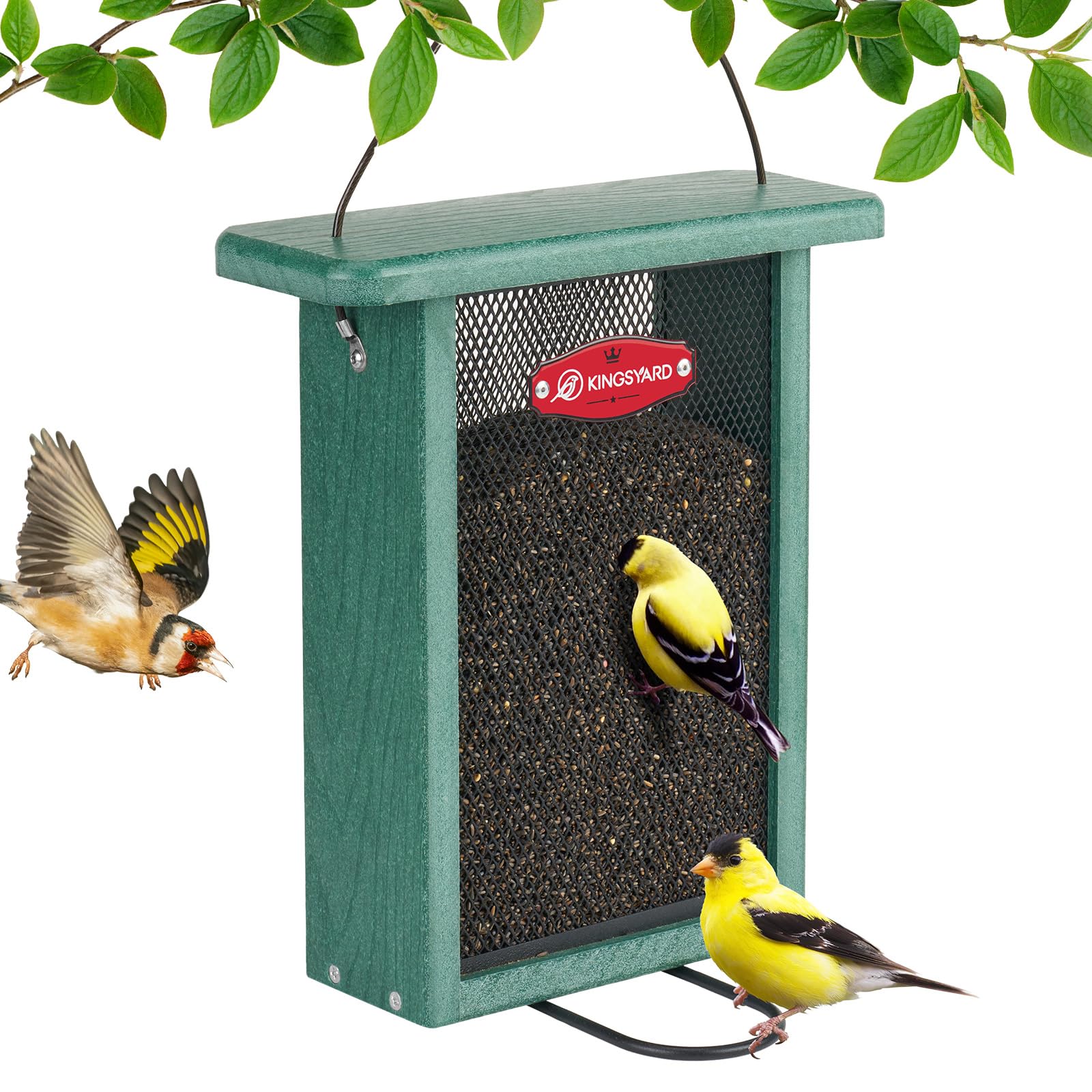 Kingsyard metal mesh bird feeder outdoors with weatherproof durability