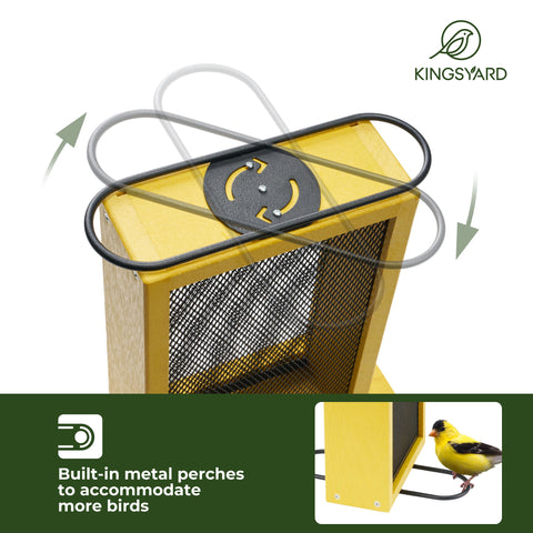 Kingsyard metal mesh bird feeder showing clinging bird feeding from mesh