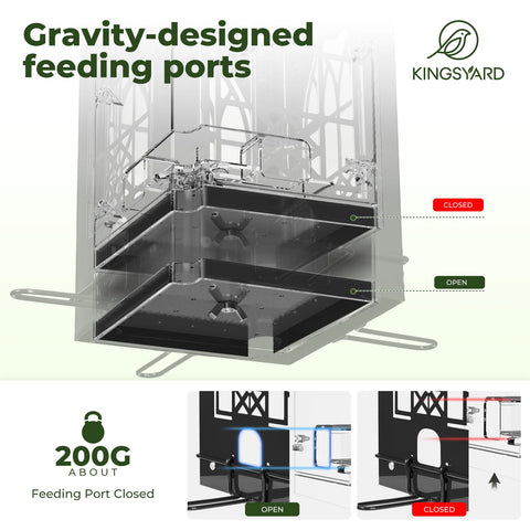 Kingsyard metal outdoor feeder with lid latch prevents squirrel access and keeps seeds dry.