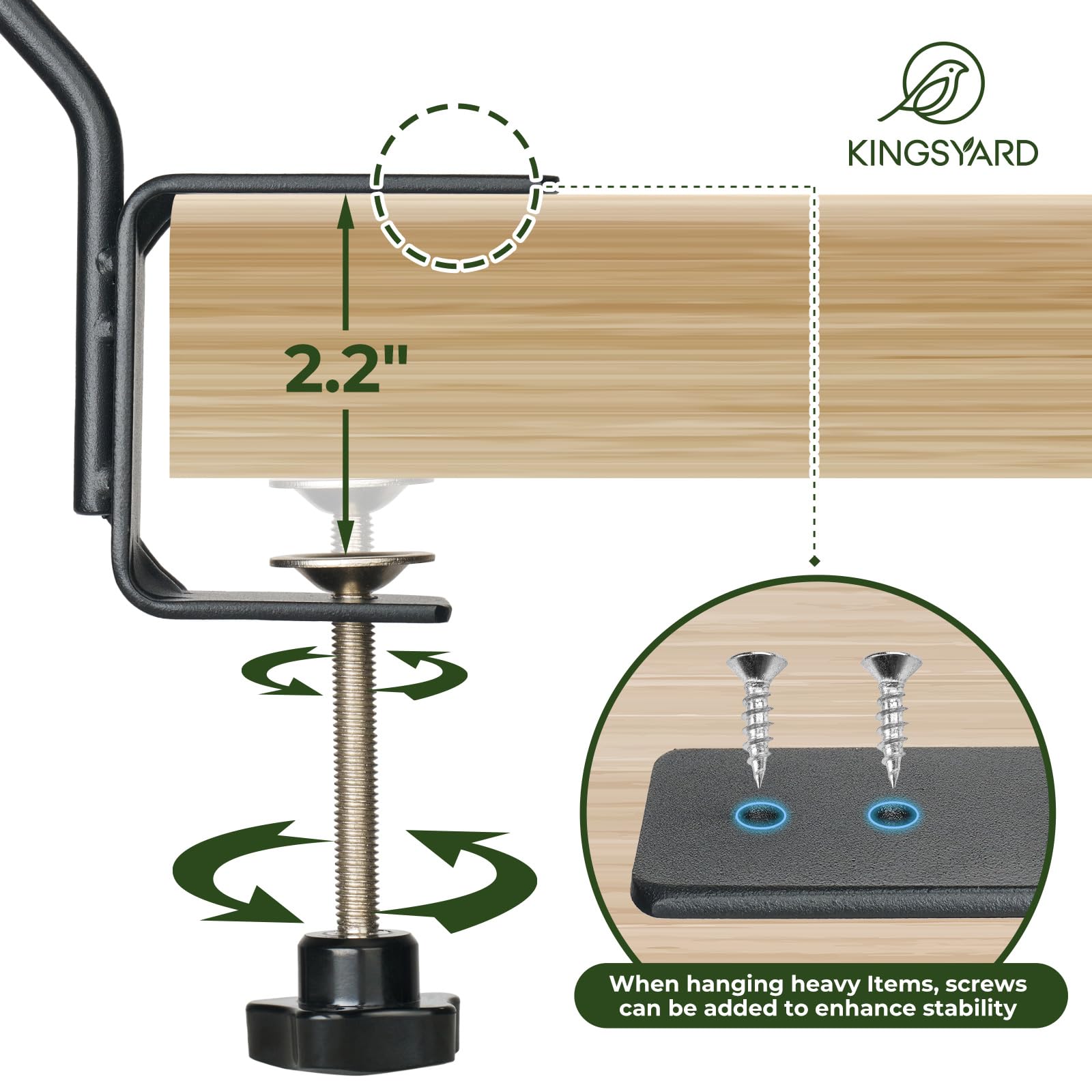 Kingsyard Middium deck hook supports a lantern at dusk on a rail.