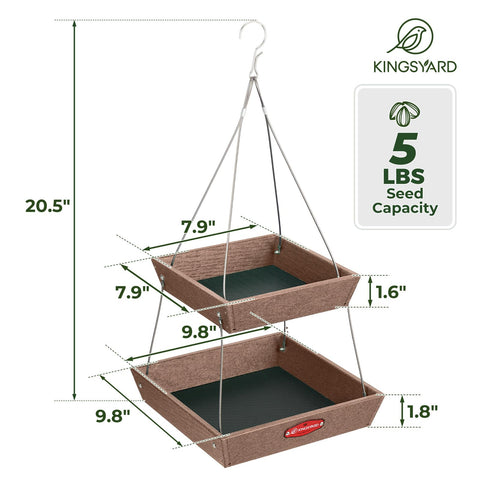 Kingsyard outdoor bird feeder hanging with four chains for stable feeding.