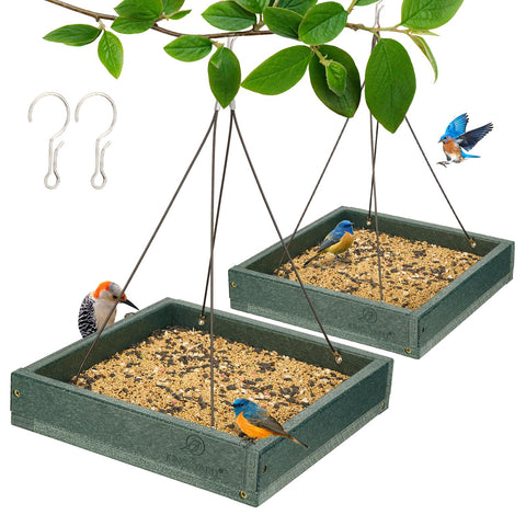 Kingsyard platform bird feeder tray shows durable construction for year-round outdoor use.