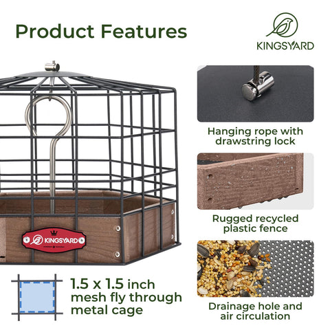 Kingsyard Metal mesh tray promotes ventilation and keeps seeds dry.