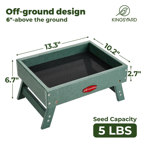 Kingsyard recycled plastic platform feeder withstands rain and sun.