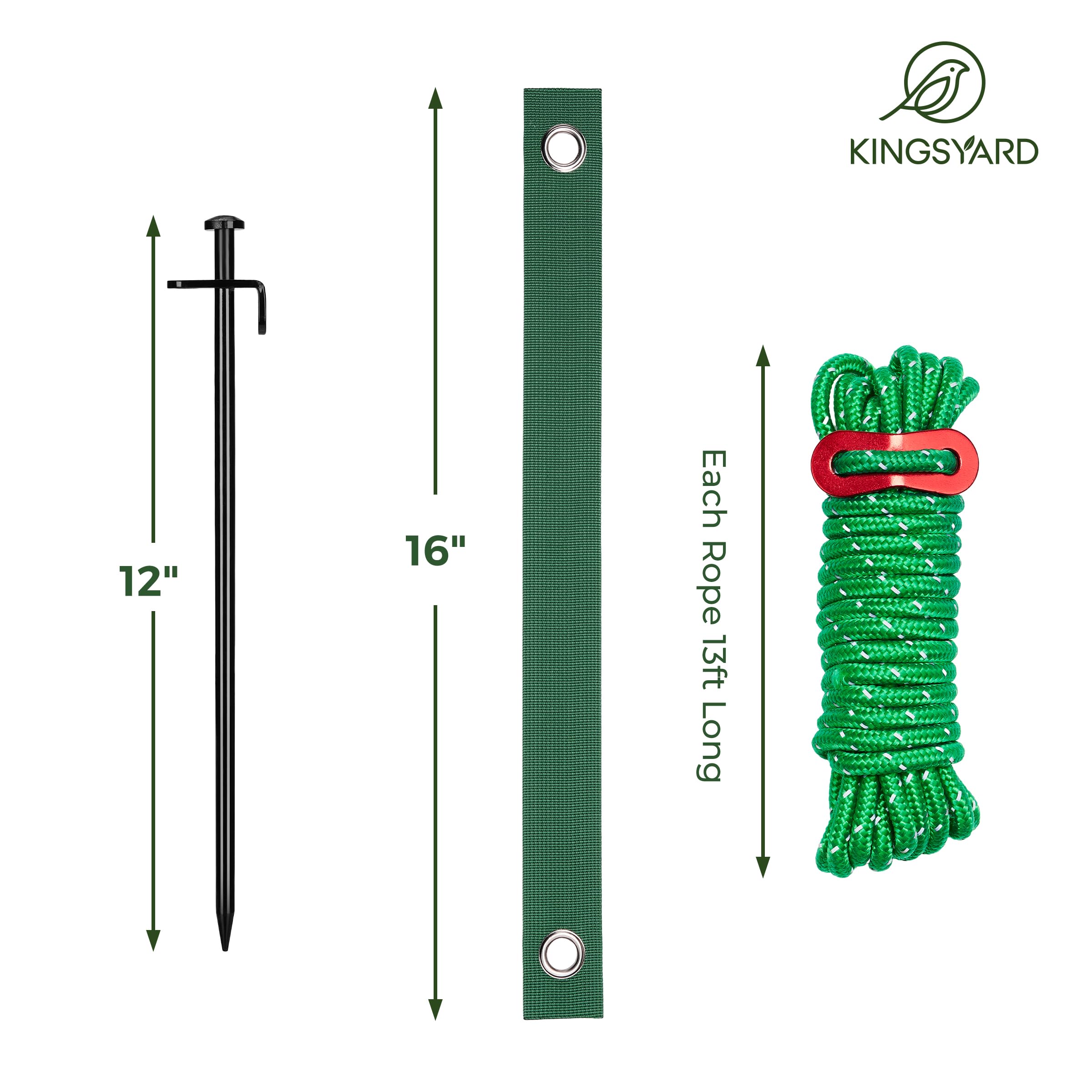 Kingsyard preinstalled guyline adjusters simplify fast tree alignment