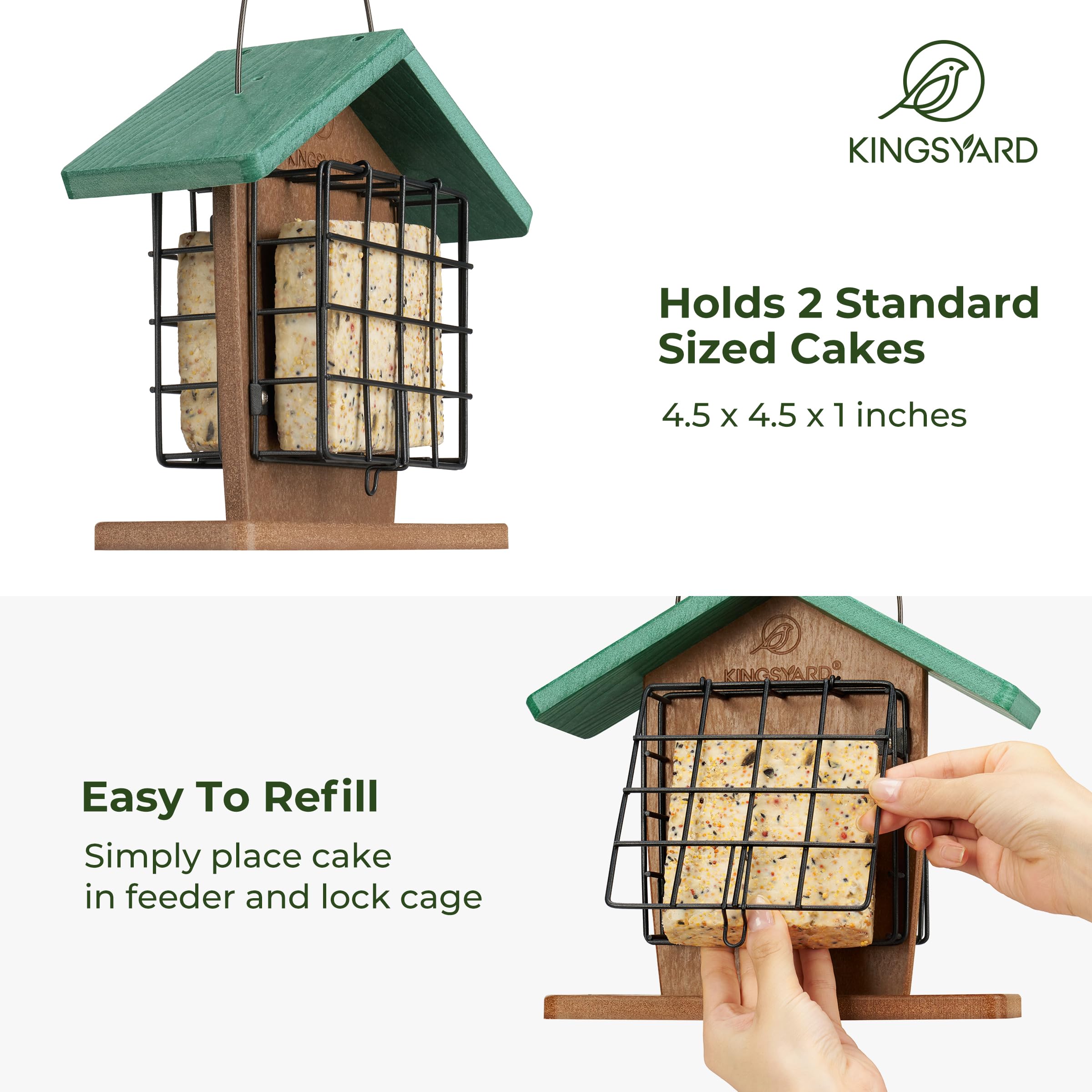 Kingsyard rainproof roof feeder protects treats from rain, ensuring steady feeding even during showers.