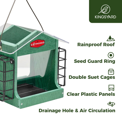 Kingsyard rainproof roof protects feed from rain for year-round use.