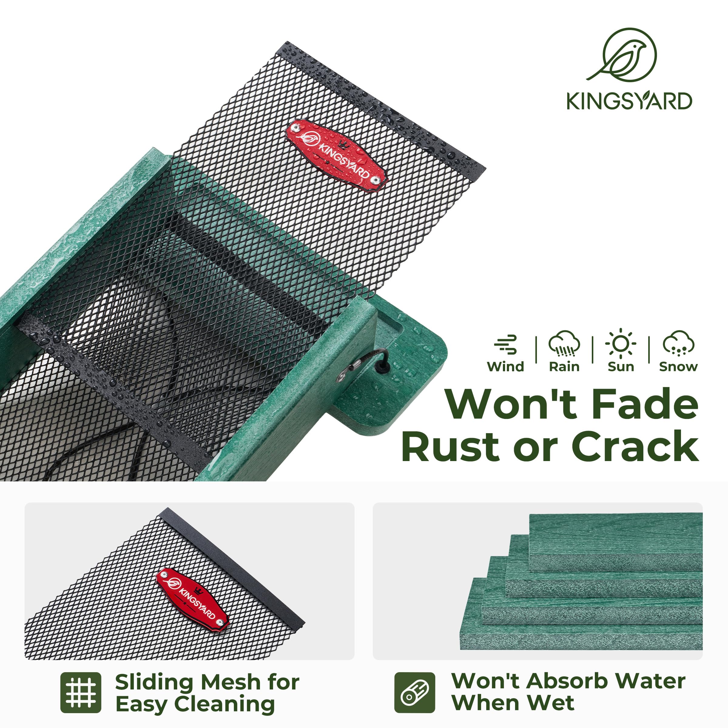 Kingsyard recycled plastic construction resists weather and fading