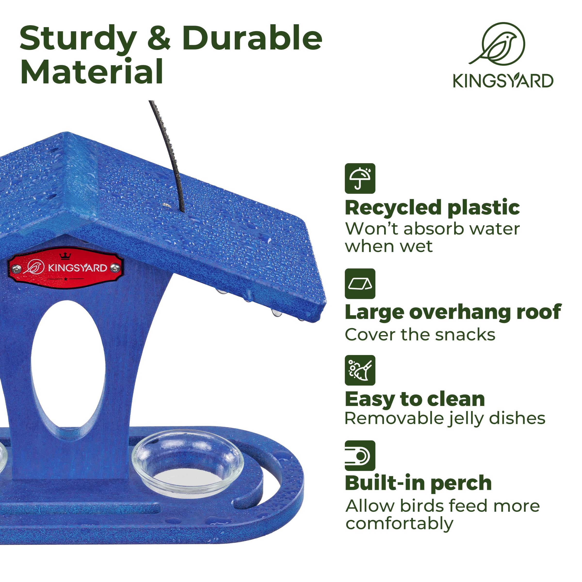 Kingsyard recycled plastic material highlights durability in varied weather conditions.