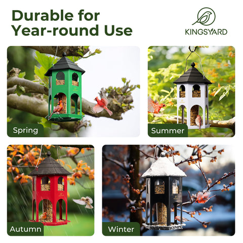 Kingsyard red bird feeder design adds color and attractivity to the yard.