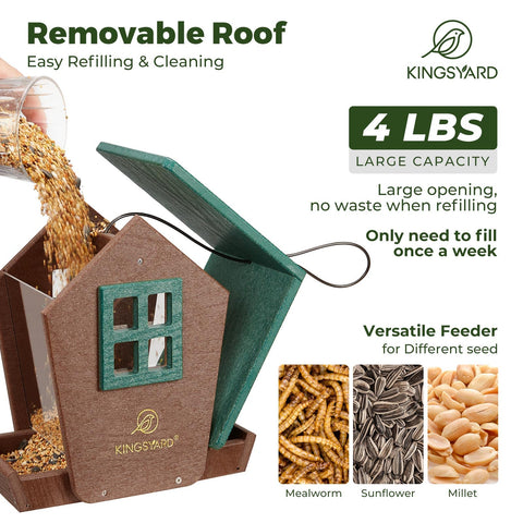 Kingsyard roof drawcord lock makes refilling and cleaning easy.