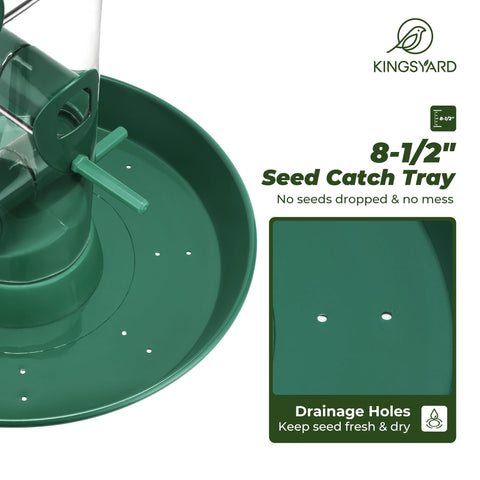 Kingsyard seed-feeder supports sunflowers and blends for diverse backyard birds.