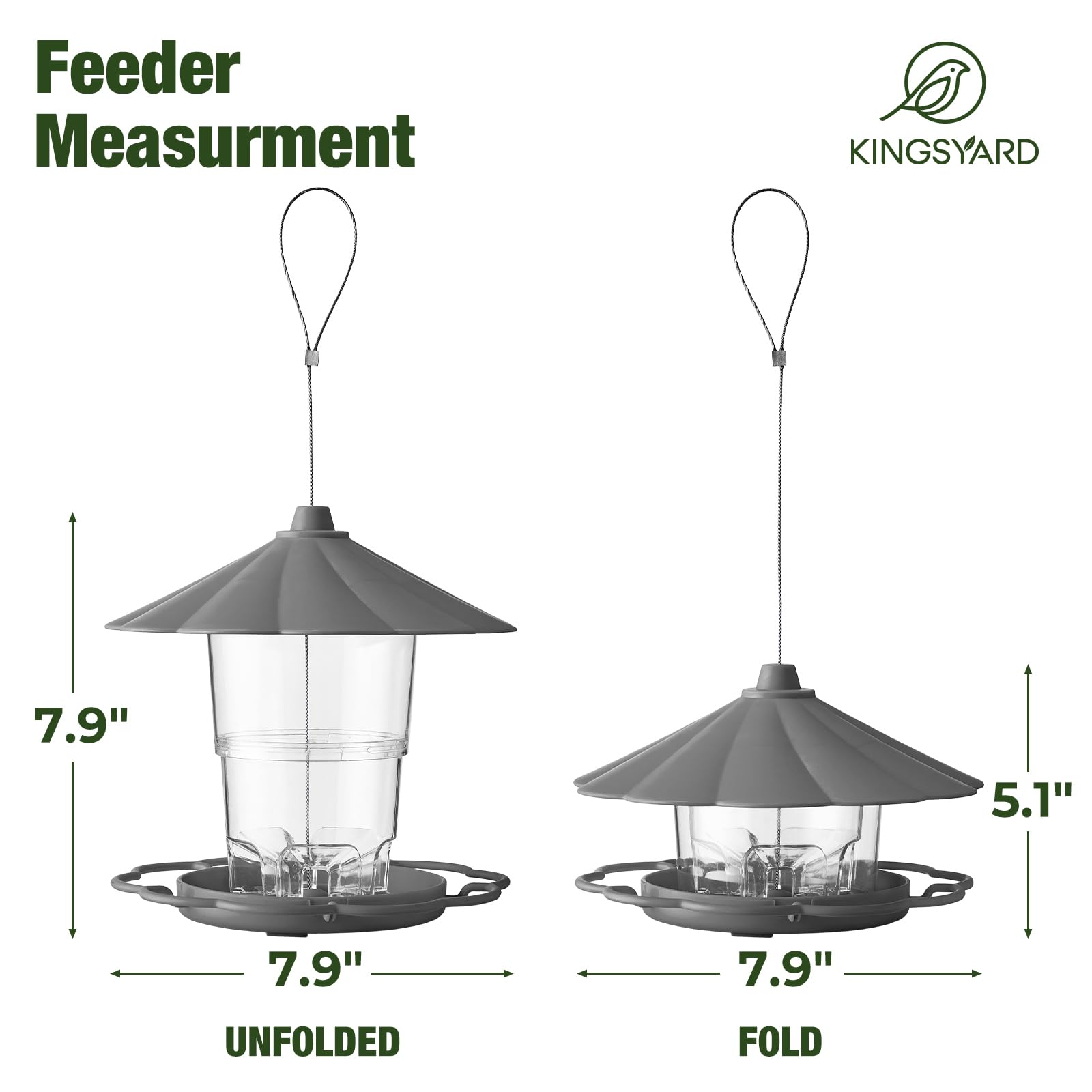 Kingsyard seed hopper 2.5 lb capacity reduces refills during busy birdwatching