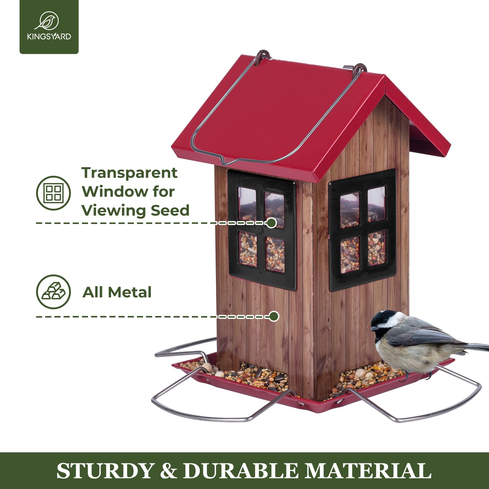 Kingsyard seed tray and drainage holes keep seeds dry for birds