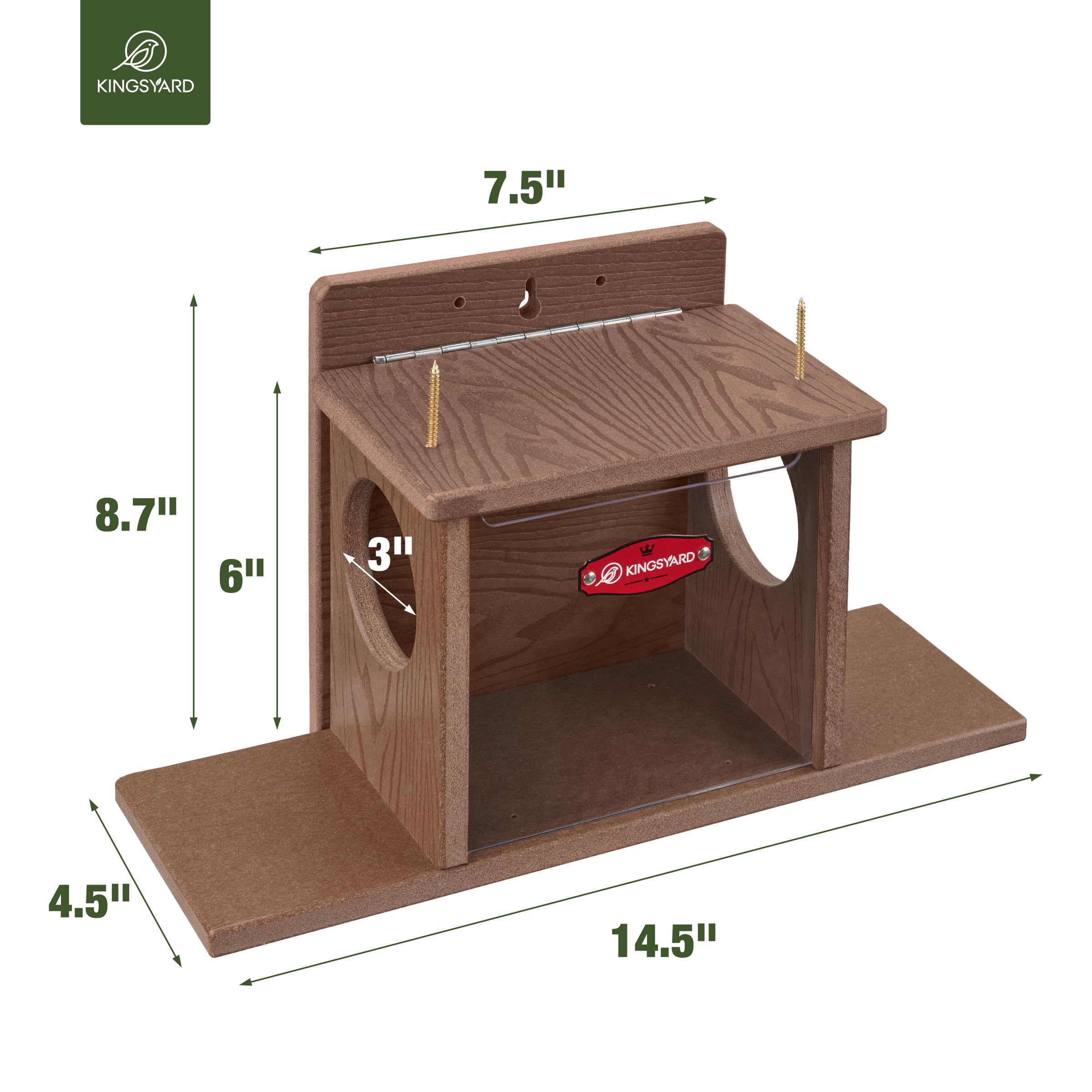 Kingsyard Squirrel Feeder Box easy outdoor installation on trees fences or posts.