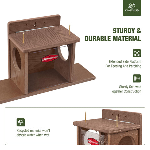 Kingsyard Squirrel Feeder Box extended side platform supports squirrels during meals.