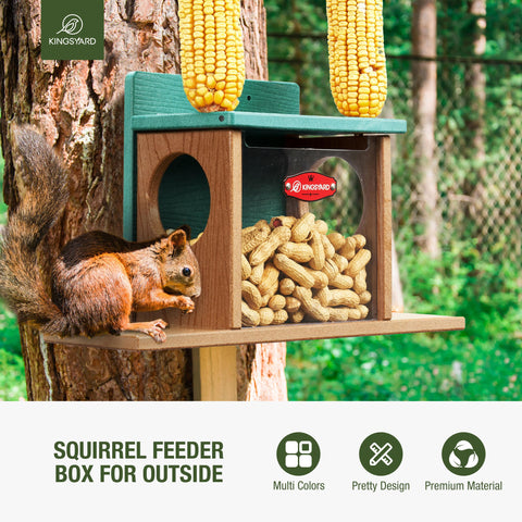 Kingsyard Squirrel Feeder Box made from recycled plastic for durability and weather resistance.