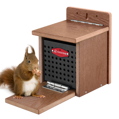 Kingsyard Squirrel Feeder Box outdoor brown with weather-resistant design.