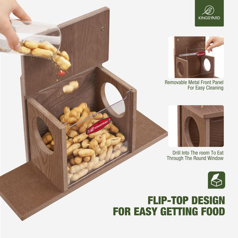 Kingsyard Squirrel Feeder Box weatherproof lid protects interior from rain.