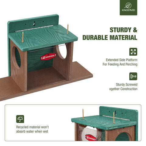 Kingsyard Squirrel Feeder with a side-dining platform for relaxed feeding.