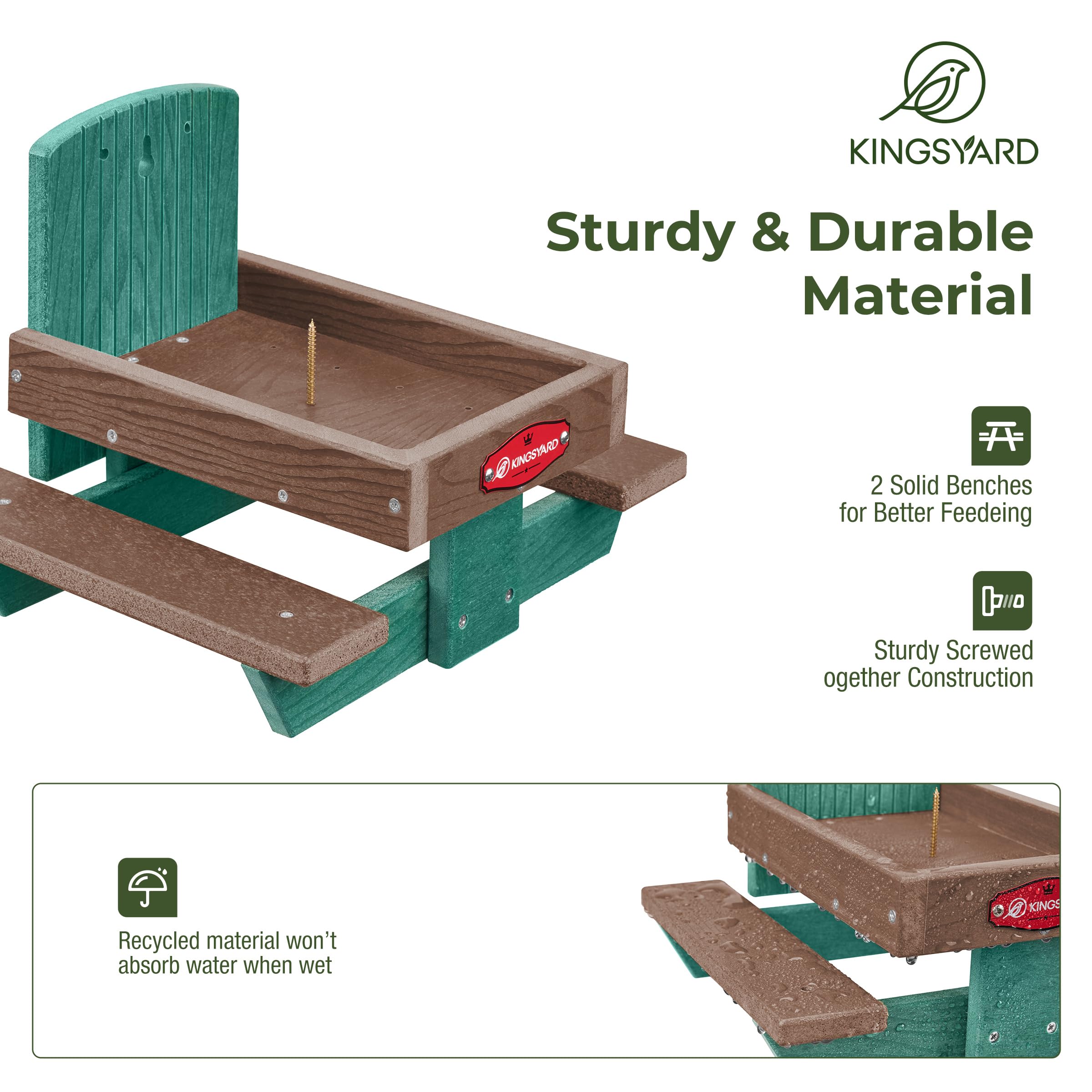 Kingsyard Squirrel Feeder Table corner view with screw rack for stable food.