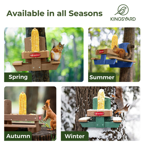 Kingsyard Squirrel Feeder Table durable recycled plastic, weather resistant year-round use.