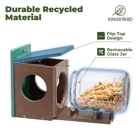 Kingsyard squirrel feeder mounted on a tree, demonstrating simple installation.