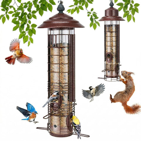 Kingsyard squirrel-proof feeder with weight-activated perch keeps seeds safe for small birds