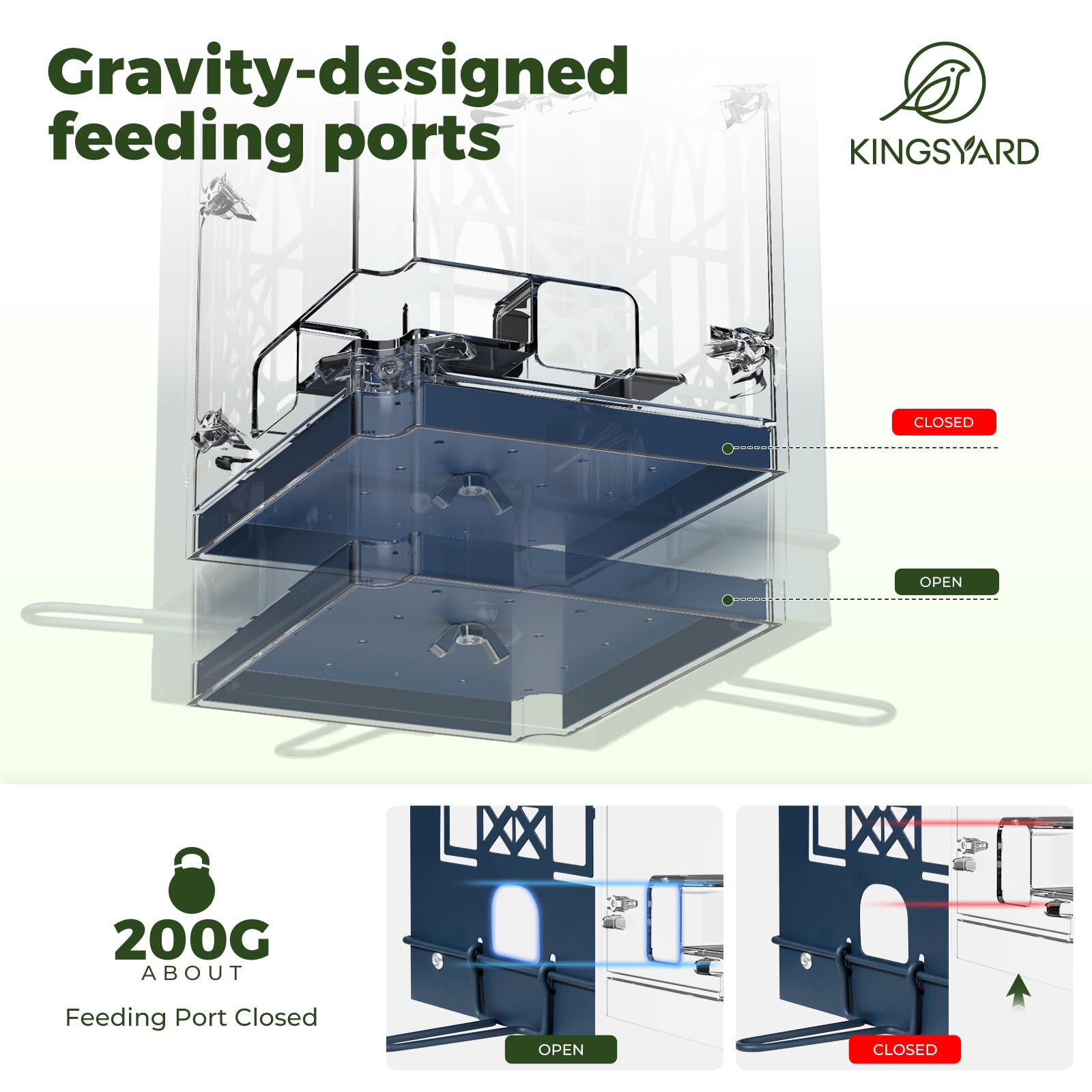 Kingsyard Squirrel-Proof Lid with dual latch design keeps seeds dry and secure.