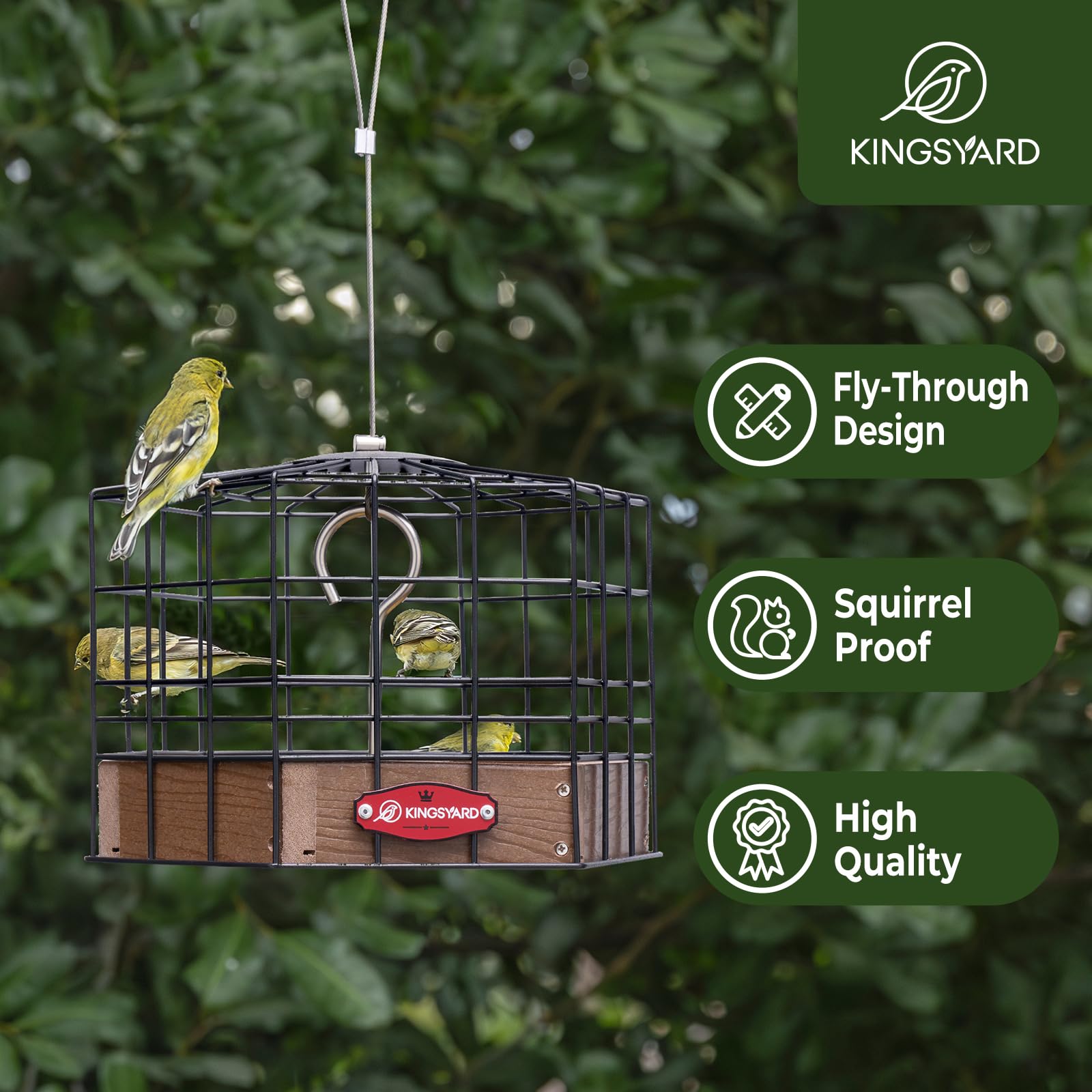Kingsyard Squirrel-Proof Platform Feeder front view shows sturdy construction.